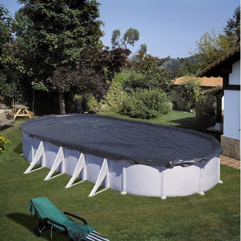 Gre-pools Lona de invierno para piscina 7,30 x 3,75m negro