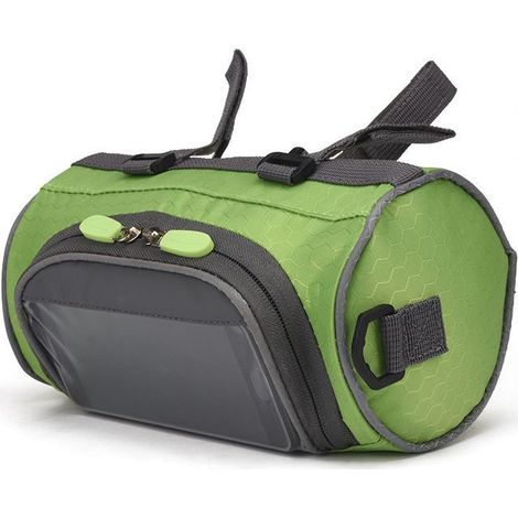 Sacoche de vélo verte imperméable - Grande sacoche de cadre - Sacoche pliable pour VTT - Sacoche pour téléphone de vélo - Accessoire de cyclisme portable - Conception multifonctionnelle et imperméable (1/5)