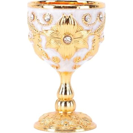 Ensemble de coupes décoratives vintage en verre et strass, structure en métal, pour vin, spiritueux et jus. (1/5)