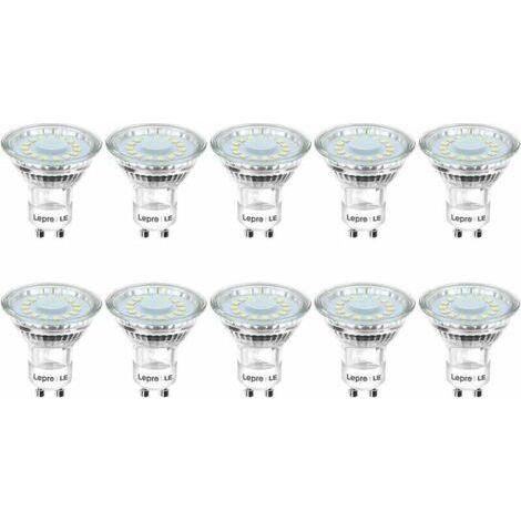VURAHOME - Ampoules LED GU10 de 4W équivalentes à 50W d'ampoules halogènes, éclairage blanc froid de 5000K, luminosité de 325lm avec un angle de faisceau large de 110°. Lot de 10 ampoules LED spot. (1/5)