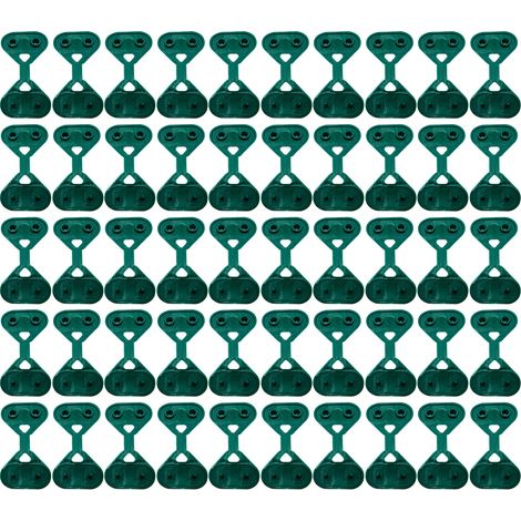 Pack de 50 agrafes à deux points, vert, fixation papier et tissu, usage bureau et maison (1/5)