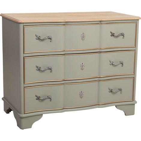 Comoda de madera lacada verde envejecido, 3 cajones 100x50x80 (1/5)
