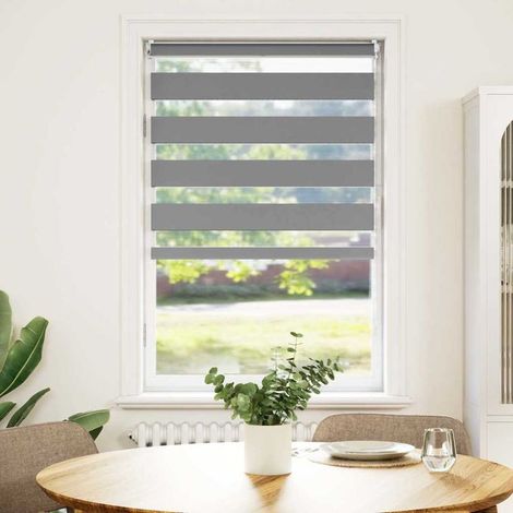 Store enrouleur zébré 90,9 x 150 cm, largeur du tissu 86,7 cm, gris (1/5)
