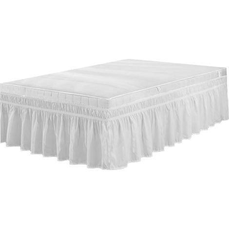 Jupe de Lit Plissée Bouffante 100x200 CM en Polyester Blanc (1/5)