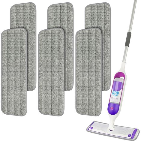 Set mit 6 waschbaren Mikrofaser-Reinigungspads für Nass- und Trockenmopps sowie alle Sprühmopps (1/5)