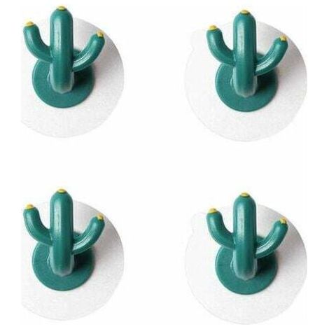 Ganci antiaderenti, ganci a forma di cactus, decorazioni murali in stile scandinavo, ganci da bagno a parete senza fori (set da quattro) (1/4)