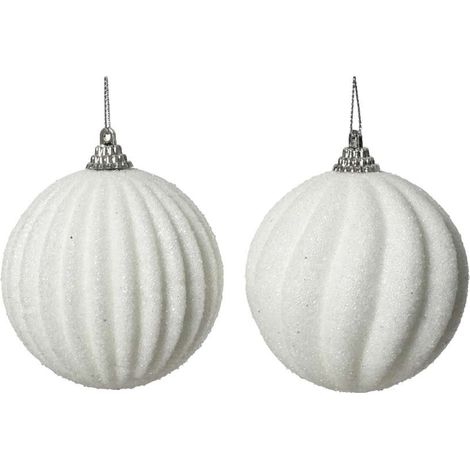 Decoris Sfera di Natale Bianca Glitter Swirl - 8 cm