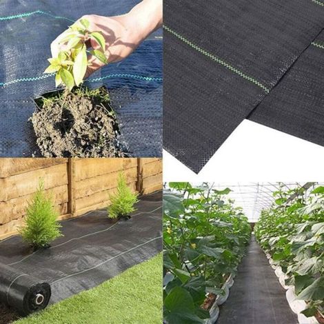Toile Paillage - Polyéthylène - 1 x 10 m - Anti-UV Résistant Déchirure - Pour Jardin Patio Parterres Fleurs - 1 Pièce (1/4)