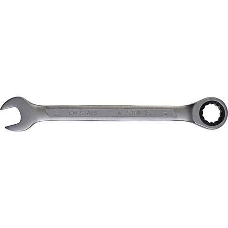 SW-Stahl 03510L-15 Gabelringratschenschlüssel 15 mm I feinverzahnt mit 72 Zähnen I Maulschlüssel mit Ringratsche I Ringratschenmaulschlüssel I Ringmaulschlüssel