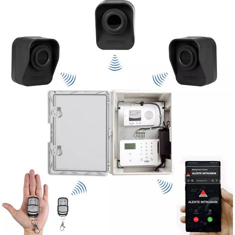 Kit "hangar agricole" - Point d'alerte GSM 4G IP65 + 3 détecteurs de mouvement sur piles (DA600+/KP) (1/5)
