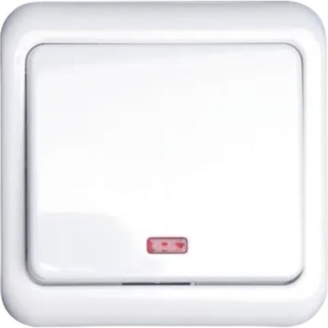 Interrupteur unipolaire blanc au design allemand sophistiqué et à une seule touche. Parfait pour éclairer des espaces modernes, combine fonctionnalité et style contemporain en un seul endroit.