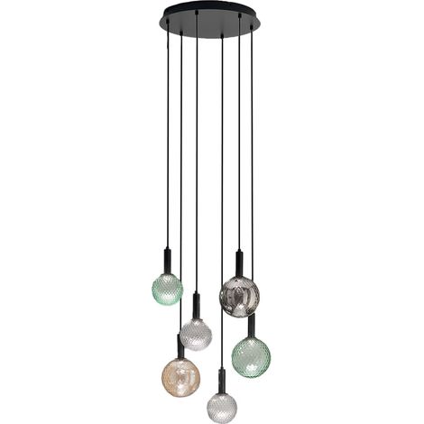 Suspension LED en verre soufflé Golf 6 lumières Mix (1/2)