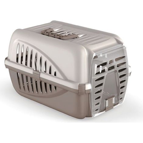 10567 Transportín de plástico para animales mod. PANZER 50x33x21 cm -made italy  Color: Gris