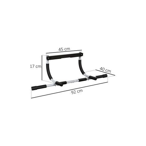 Barre de traction multifonctionnelle portique de porte en acier avec poignées en mousse, noir gris 92x40x17cm pour fitness à la maison (1/5)