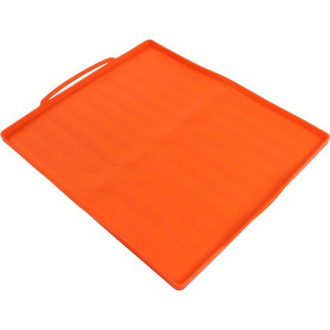 Tapis de cuisson en silicone, housse de protection pour barbecue, tapis de cuisson extérieur, 43 cm, poignée orange (1/5)
