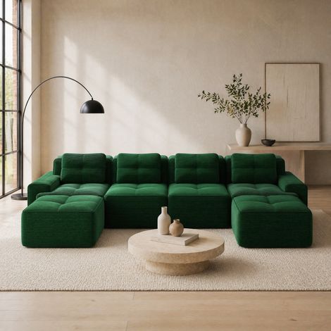 sofá modular 4 plazas de pana verde OKMYHOME (1/5)
