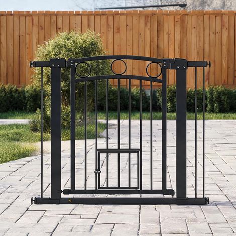 Barrière de sécurité animale extensible 76-104 cm avec porte chat (1/5)