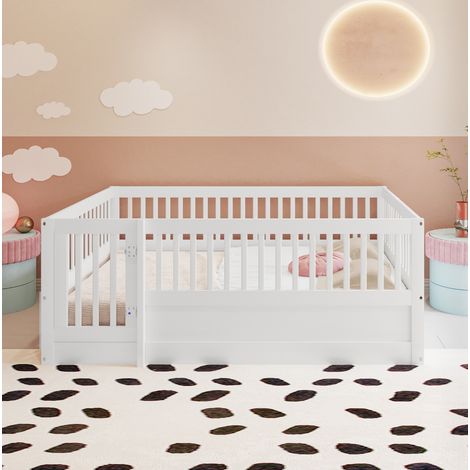 struttura letto 140x200 bambini con porta bianco OKMYHOME (1/5)