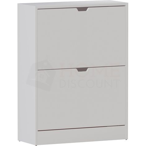 2 Schubladen Schuhschrank Flur Aufbewahrung Schrank Stehschrank, 100% FSC, Weiß (1/5)