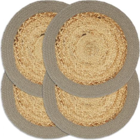 Tischsets 4 Stk. Natur und Grau 38 cm Jute und Baumwolle vidaXL