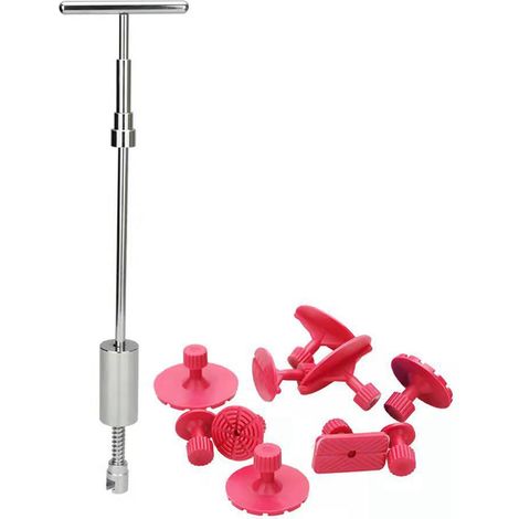 Kit de Réparation de Bosses Voiture, Tireur de Tôle Manuelle Professionnel avec Barre en T et 18 Extracteurs Bleus pour Carrosserie (1/5)