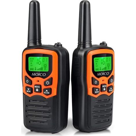 Talkie-walkie longue portée pour adultes - 8 canaux FRS - Talkie-walkie domestique avec lampe torche LED, fonction VOX et écran LCD - Idéal pour la randonnée et le camping (lot de 2) (1/5)