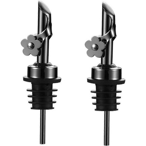 Lot de 2 becs verseurs d'huile en acier inoxydable, noirs. (1/5)