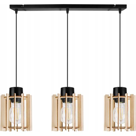 LÁMPARA COLGANTE, LÁMPARA DE TECHO, MADERA, PANTALLA LED