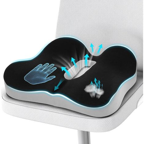 Coussin de siège en mousse à mémoire de forme - Coussin ergonomique pour le coccyx, soulageant les douleurs et la sciatique - Mousse de décompression pour voiture, bureau et fauteuil roulant
