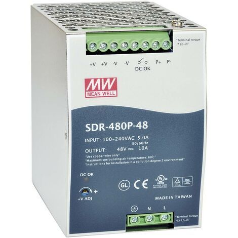 Alimentation rail DIN Mean Well SDR-480P-48 10 A 480 W 1 x A022371 (1/2)