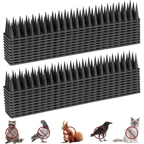 Pic Anti Pigeon 5.7M, Anti Pigeons pour Balcon, Pique Anti Pigeon Plastique, Anti Pigeon, Corbeaux, Chats, Moineaux, ect (20 PCS) Noir- Crezuo (1/4)