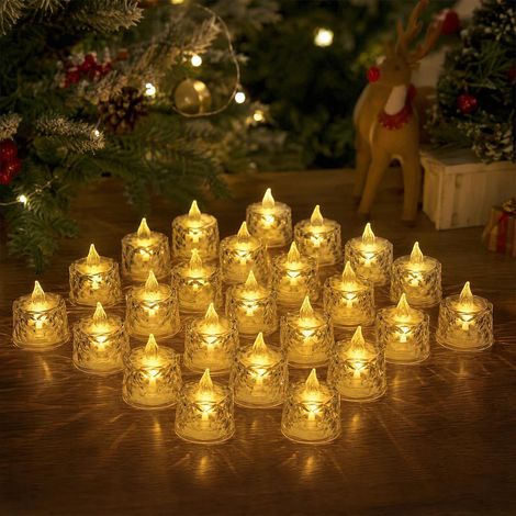 Velas LED parpadeantes, pequeñas velas de té, luz cálida, velas LED a pilas, mini velas sin llama para bodas, fiestas, Halloween, Navidad (C-24PCS, 3,65cm) (1/5)