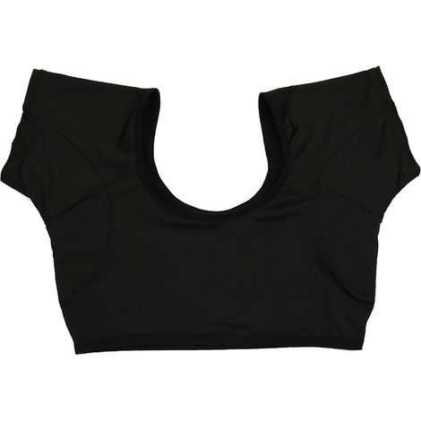 Veste anti-transpiration pour femmes, manches courtes, design pullover lavable, noir taille L (1/5)
