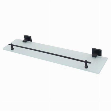 TRADE SHOP - Mensola Vetro Satinato Bagno Reggimensola Acciaio Nero Portaoggetti Doccia 79995 -