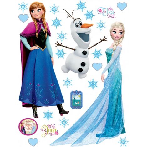 Stickers géant Anna Elsa & Olaf La Reine des Neiges Disney
