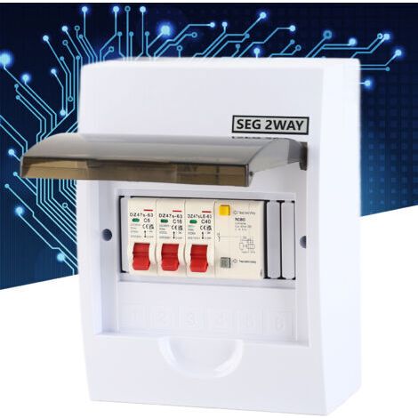 Bote à fusibles 2 voies 40A 30mA RCD + 2 MCB alimentation Garage btiment résidentiel bote électrique (1/5)