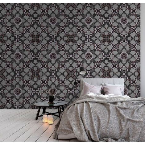 Papier peint panoramique 3D à motif graphique | Tapisserie panoramique moderne illusion d'optique | Papier peint panoramique pour escalier - 270 x 400 cm (4 pièces) (1/4)