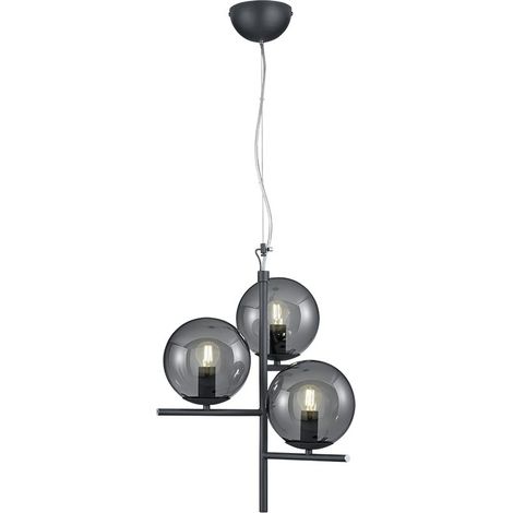 Lampada Piantana H 150 cm Antracite 3 Sfere Fume 4W Pure GD Trio (1/4)