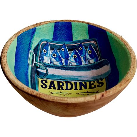 Dekorative Holzschale mit Sardinenmotiv für Küche und Haushalt – ideal zum Servieren, Dekorieren und Ordnen (1/4)
