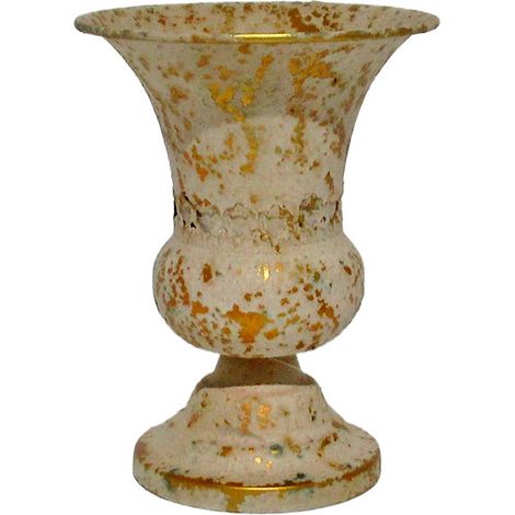 Vase patiné beige doré 15x15x21cm