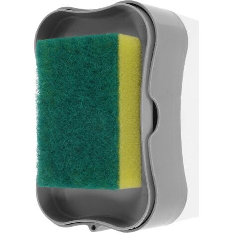QORVA-Distributeur manuel de savon pour cuisine, porte-savon argenté avec porte-éponge, design facile à presser, savon non inclus