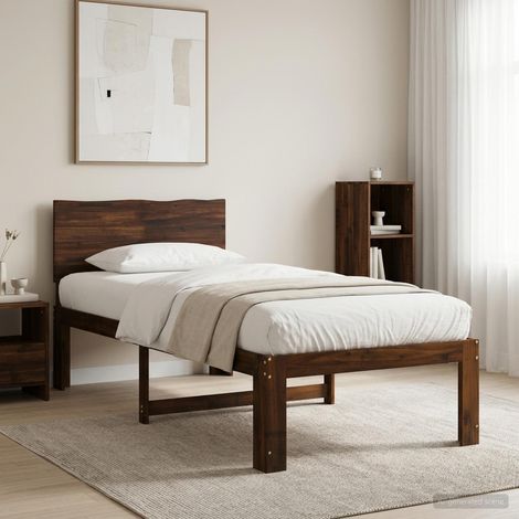 vidaXL Single Bed Frame with Headboard ROSTOCK Dark Brown 80 x 200 cm (1/5)