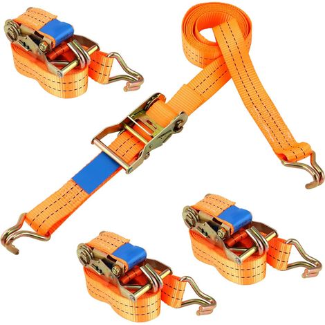 4X Sangles d'arrimage Transport de Voiture 38 mm Largeur de Sangle 3 m de Longueur, Sangles de Serrage pour Transport de Voiture 3 tonnes, Orange (1/5)