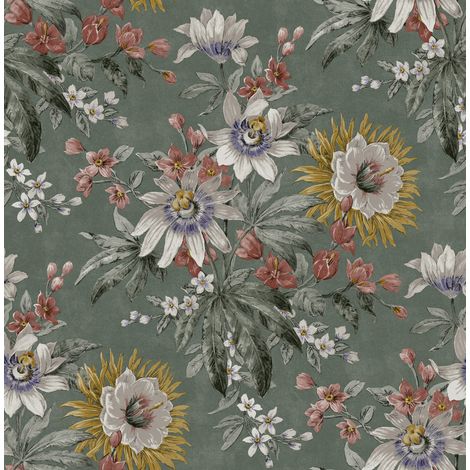 Sublime Elegante Blumen Grun Vliestapete 10mx52cm