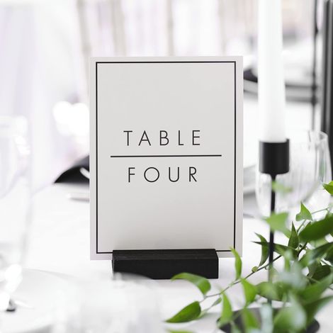 Lot de 12 Porte-numéros et Cartes, Wedding Table Numbers, Blanc/Noir (1/5)