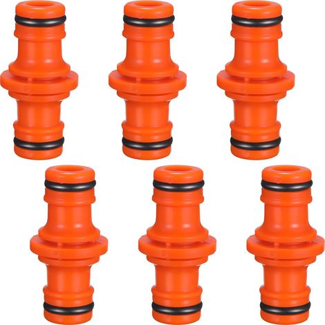 6 Pièces Double Connecteur de Tuyaux Mâles Raccords de Tuyaux pour Rejoignez le Tube de Tuyaux de Jardin (Orange)