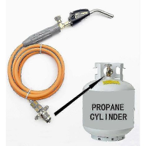 Chalumeau à propane portatif avec allumage piézoélectrique et flamme réglable, compatible avec les outils de travail des métaux tels que le soudage, le brasage et le soudage tendre. (1/5)