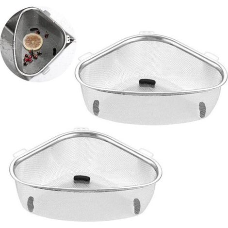 Organizadores de fregadero de 2 piezas, cesta de drenaje, soporte para esponja, colador, soporte para paño de cocina, sin perforaciones, con accesorios, color plata. (1/5)