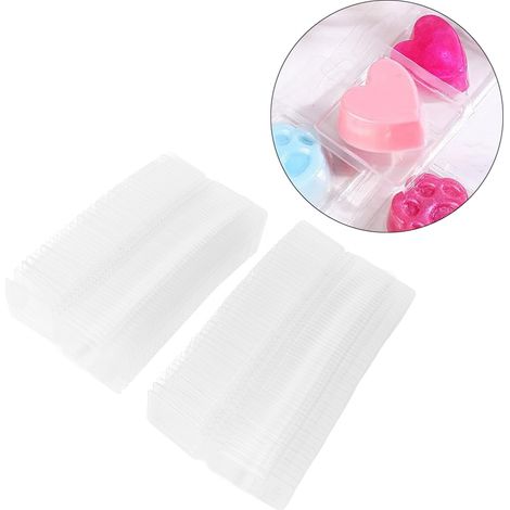 Klappformen für Duftblöcke [100er-Pack, PET, Herzform, Valentinstag] Transparente Schale für Duftwachs ohne Docht und Kerzenherstellung (1/5)