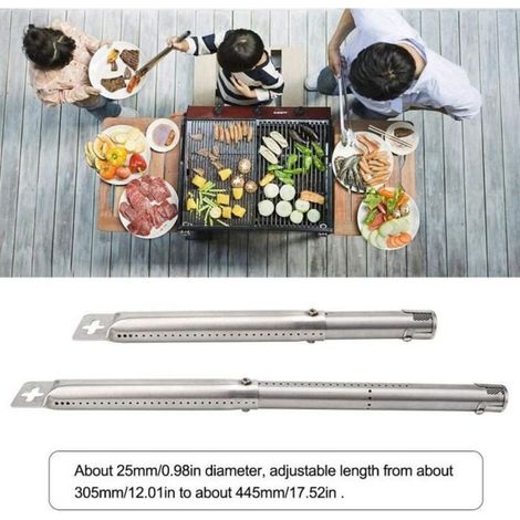 Set di 4 tubi bruciatore in acciaio inox per barbecue a gas - Regolabili da 30 a 44,5 cm (1/3)